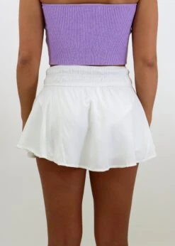 Here With Me Skirt ★ White -Tops To Skirt Sales Store CP11818 WAthleticCasualSmockedWaistbandSkirtWhite2