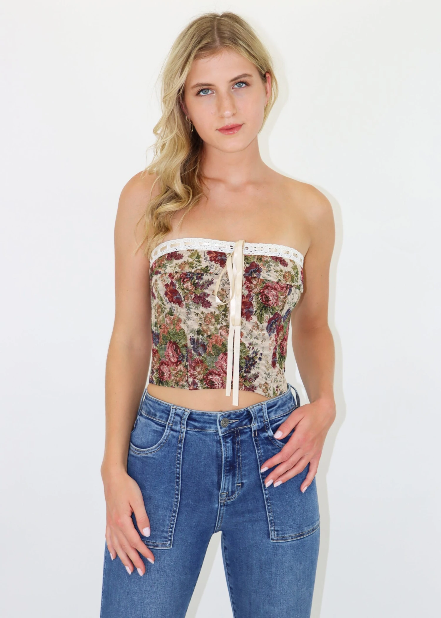 Ribbon In The Sky Corset Top ★ Floral 2 Ribbon In The Sky Corset Top ★ Floral - Image 2