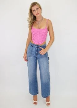 Heated Corset Top ★ Pink -Tops To Skirt Sales Store IMG 0716