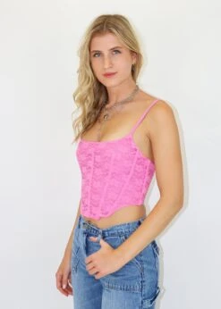 Heated Corset Top ★ Pink -Tops To Skirt Sales Store IMG 0742