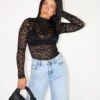 Stay Lace Long Sleeve Top ★ Black