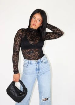 Stay Lace Long Sleeve Top ★ Black