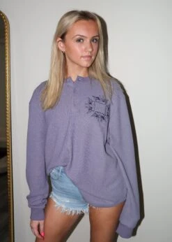 Boys Lie Let It Grow Thermal Boyfriend Henley ★ Purple