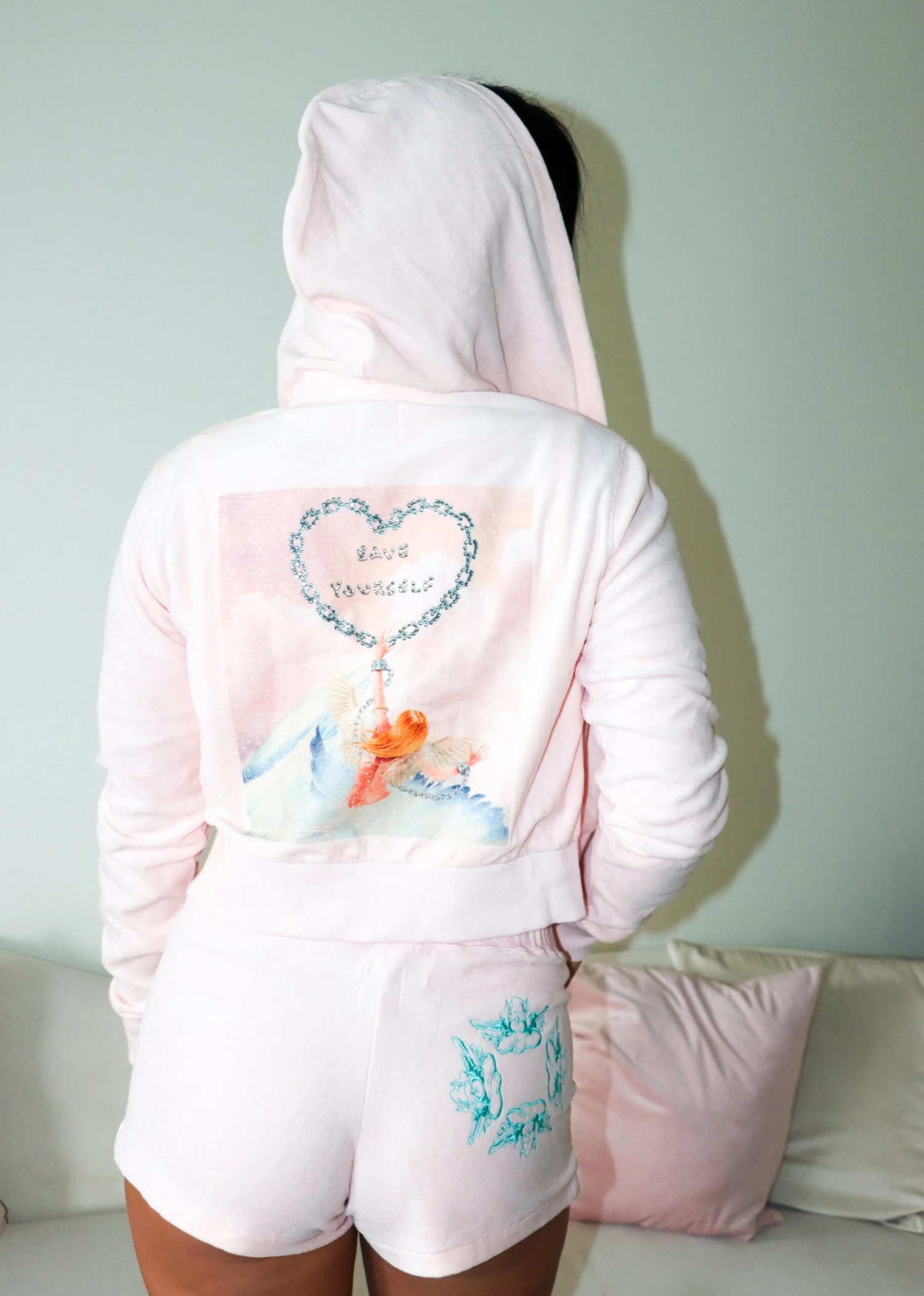 Boys Lie Break Free Velour Zip-Up Hoodie ★ Light Pink 2 Boys Lie Break Free Velour Zip-Up Hoodie ★ Light Pink - Image 2