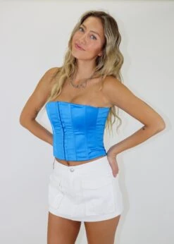 Fly Girl Corset Top ★ Neon Blue -Tops To Skirt Sales Store IMG 9822 c8cbc28d 40eb 49dc aba3 e09daab07650