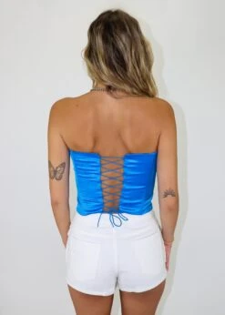 Fly Girl Corset Top ★ Neon Blue -Tops To Skirt Sales Store IMG 9825