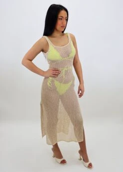 Tops To Skirt Sales Store -Tops To Skirt Sales Store IMJ8728D BECrochetMaxiDressBeige1